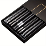5-Pair Set Black Alloy Chopsticks - Durable & Dishwasher Safe, Elegant Dining Utensils for Holiday Family Feasts